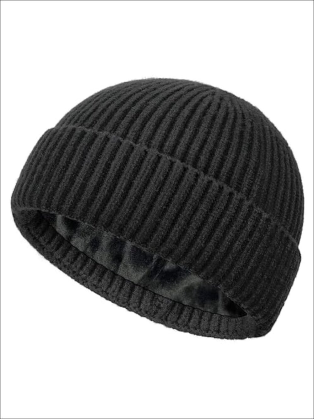 Wool Fleece Lined Cuffed Fisherman Beanie Winter Hat
